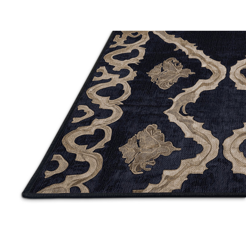 Machine Washable Gray Area Rug, Round 7'