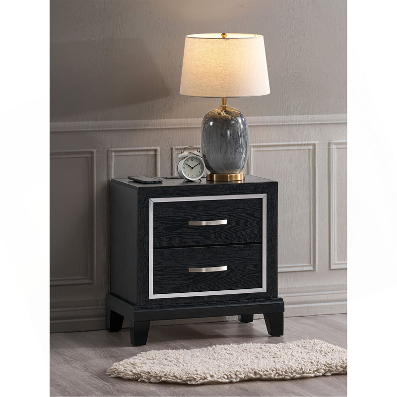 Livingston  2 Drawer Nightstand With AC/USB Outlets