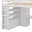 Lit mezzanine double en bois avec garde-robe intégrée, bureau, tablettes de rangement et tiroirs-200328169