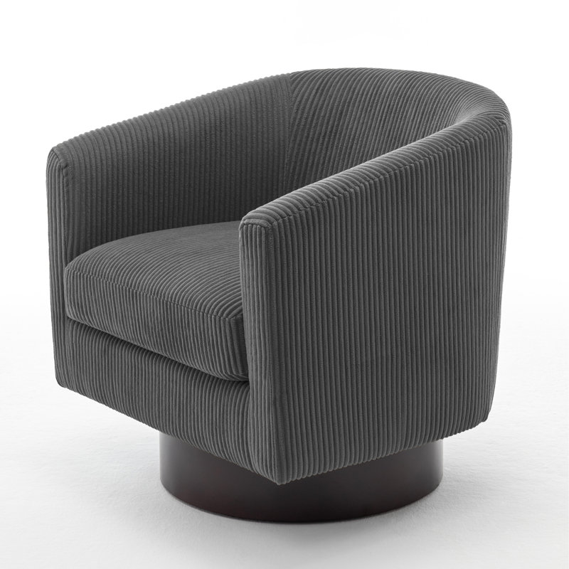 Bennett 72.1Cm Wide Swivel Barrel Chair, Grey Corduroy