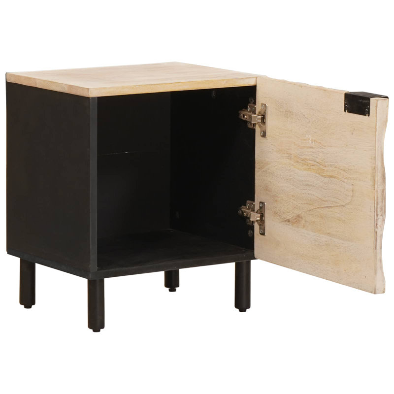 40cm W Solid Wood Bedside Table, White