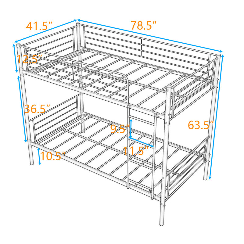 Metal Twin Over Twin Bunk Bed With Under Storage, Black