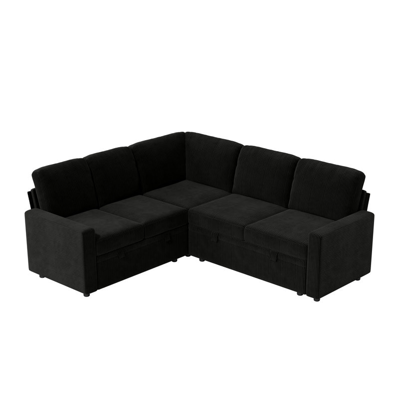 Canapé-lit modulaire convertible Brynli, Polyester noir