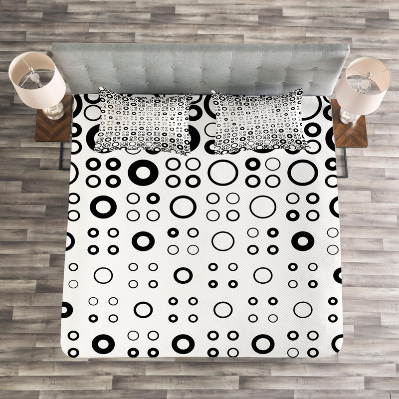 Modern & Contemporary Geometric Shapes Coverlet, King Coverlet + 2 Shams