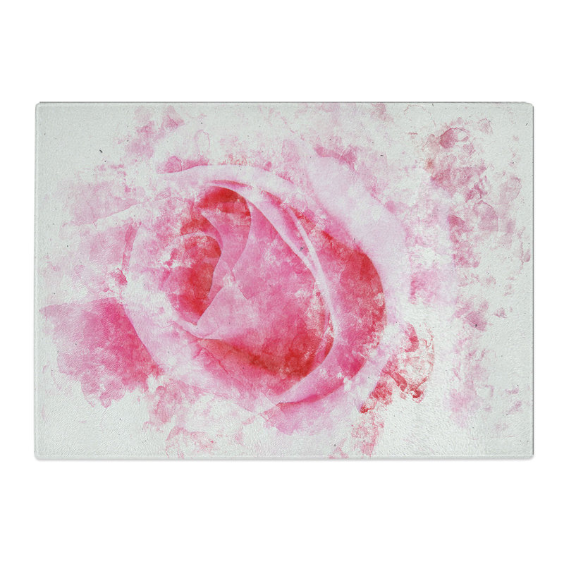 Tempered Glass Pink Rose Petals Chopping Board, 28.5 cm x 39 cm