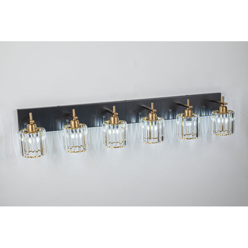 Corless Dimmable Vanity Light, Matte Black/Gold, 6