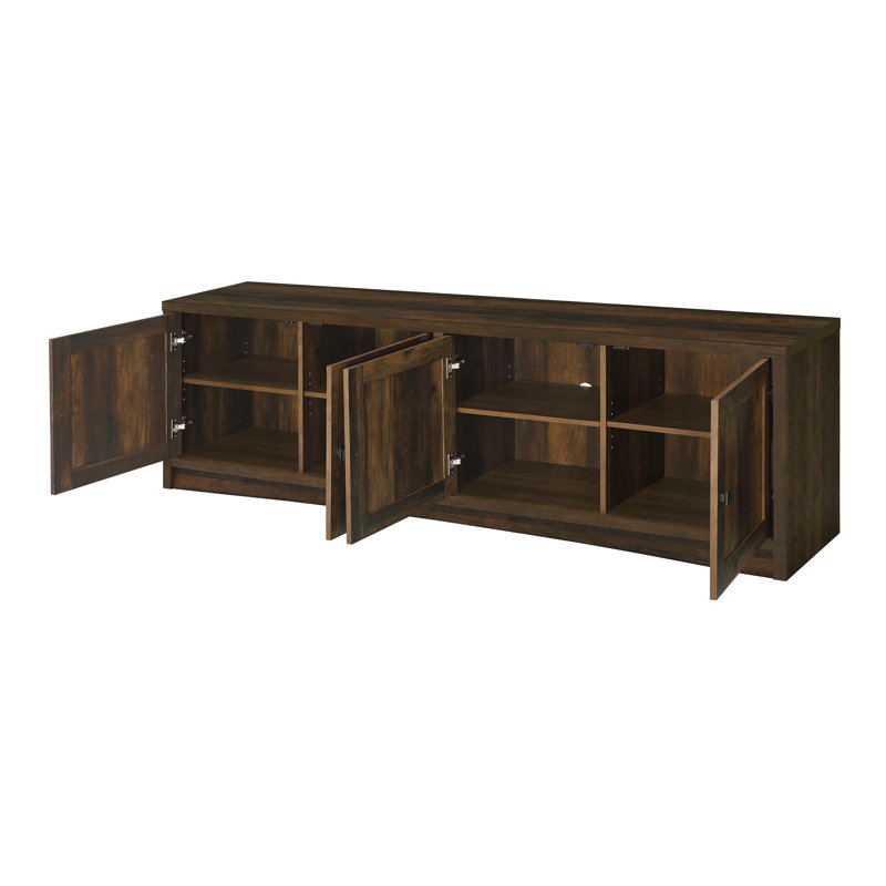 4-door Engineered Wood 78-inch TV Stand, Brown, TV Stand only