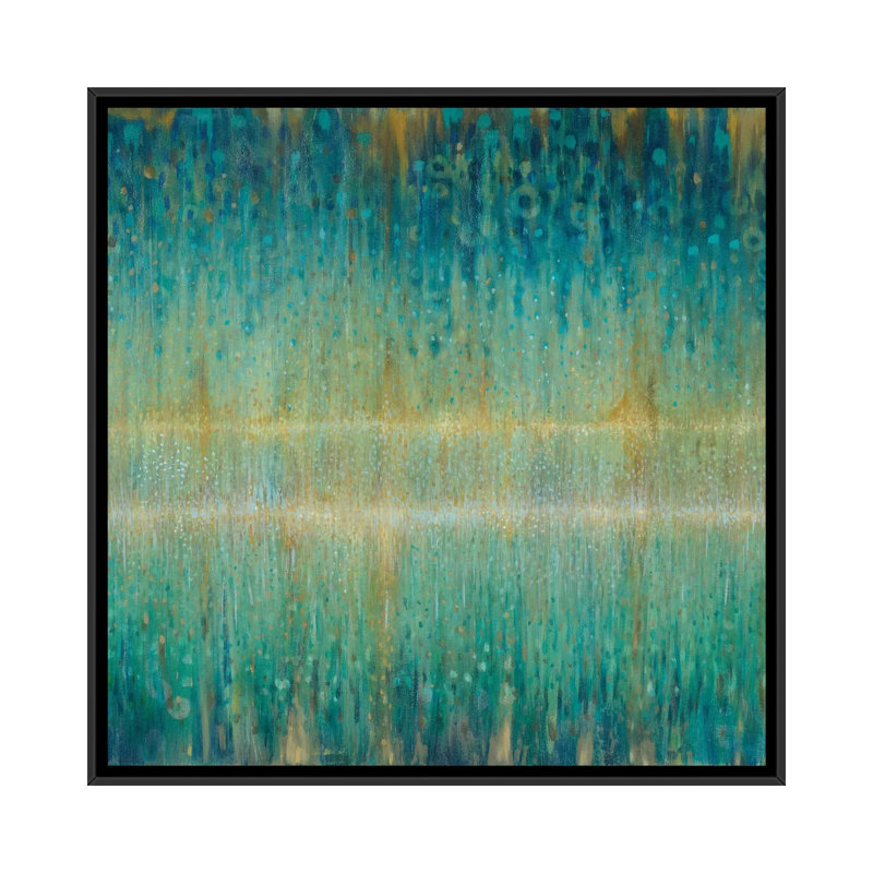 «Rain Rain Abstract I», reproduction d'art sur toile tendue, H 18 po x l 18 po x P 1,5 po, Toile avec cadre noir