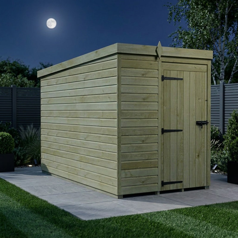 Total Sheds 5ft x 10ft Pent Garden Shed - Single Door - No Windows - Pressure Treated Timber - UK Manufactured