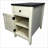 Farmhouse Nightstand with Charging Station, Barn Door &amp; Drawer – White+Black-335784467