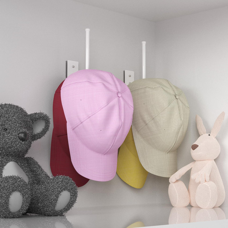 Paquet de 2 supports à chapeaux pour casquettes de baseball, organisateur de chapeau en acier inoxydable, Blanc
