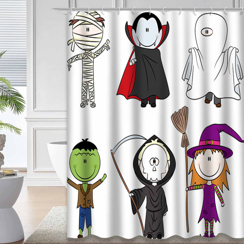 Rideau de douche pour enfants avec 12 crochets Halloween, L 72 po x l 72 po