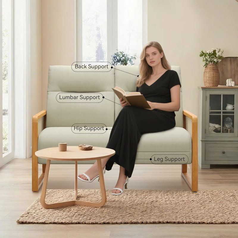 48'' Upholstered Loveseat, Ivory