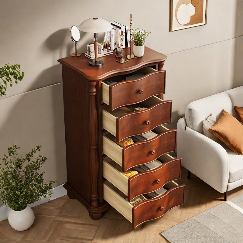 Classical Art Style Wooden Accent Chest., Brown