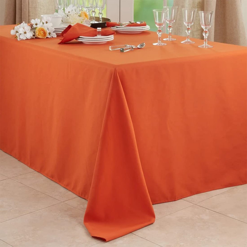 Daisylynn Rectangular Polyester Tablecloth, 108" L x 90" W, Pumpkin