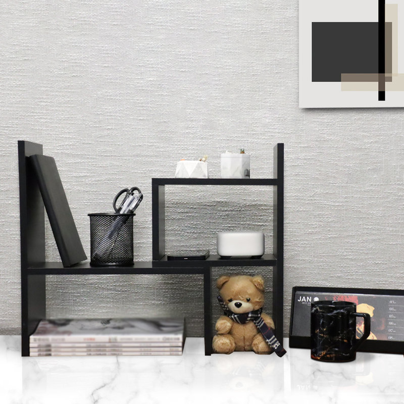 Rotatable Black Desktop Organizer Shelf, Black