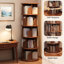 Bibliothèque 360 ° rotative à 5 niveaux pour les petits espaces dans la chambre à coucher, le salon, la maison - noyer, et la maison ronde rotative multifonctionnelle, économisant de l'espace-130810076