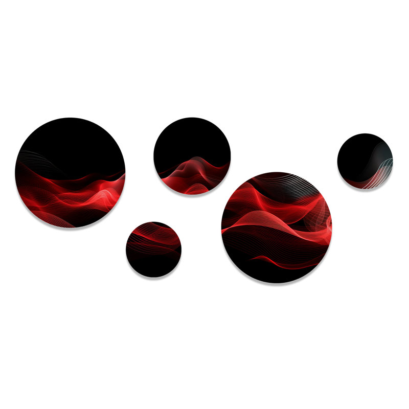 Red Black Contemplative Abstraction IX - Modern Waves Metal Wall Décor