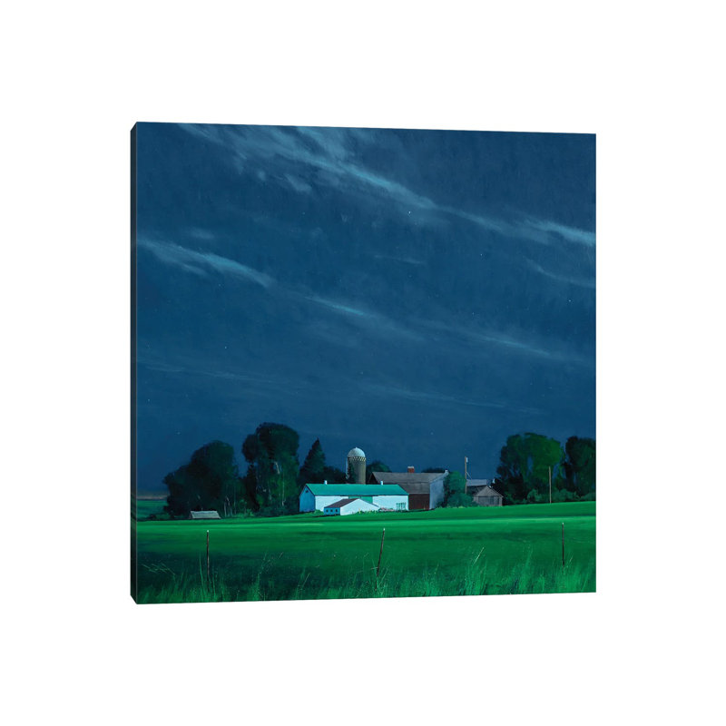 St. Croix County Farm By Moonlight by Ben Bauer - Wrapped Canvas Painting, 30.48 cm H x 30.48 cm W