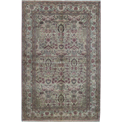Tapis beige et ivoire de haute qualité noué à la main