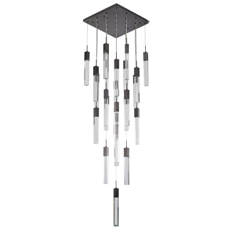 Luminaire suspendu suspendu en cristal 25 lumières Transitional, Noir