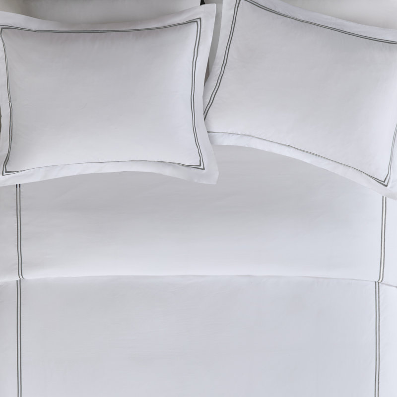 White and Grey Full Cotton Down Alternative Comforter Set