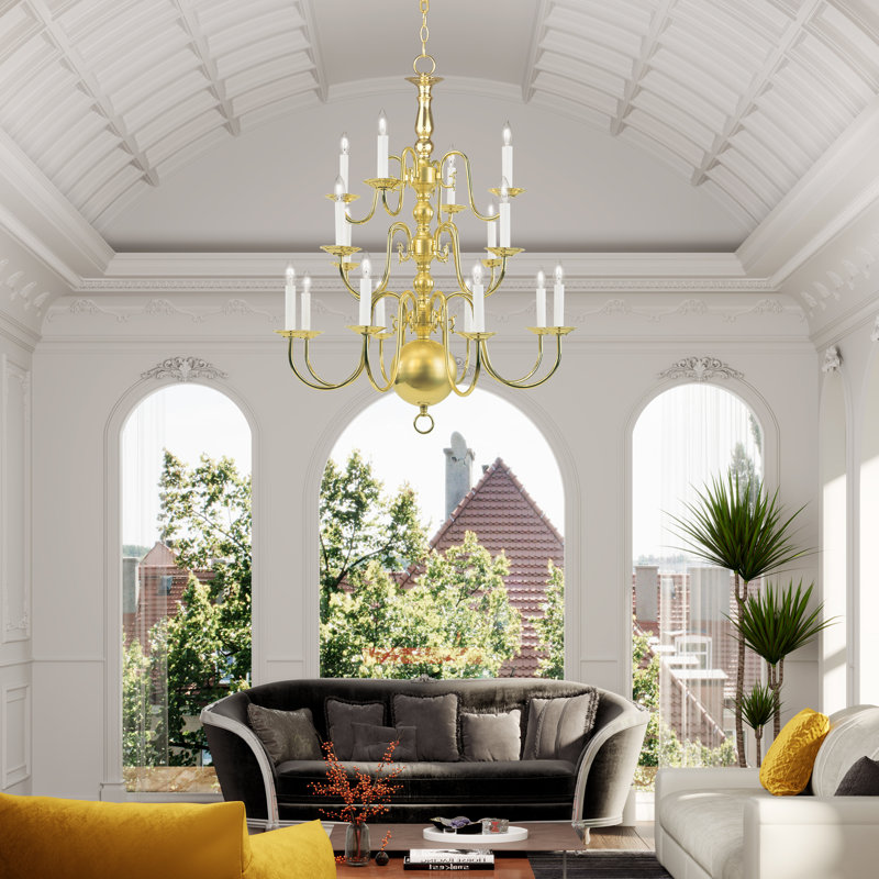 Benedetto 20 - Light Dimmable Tiered Chandelier, Polished Brass