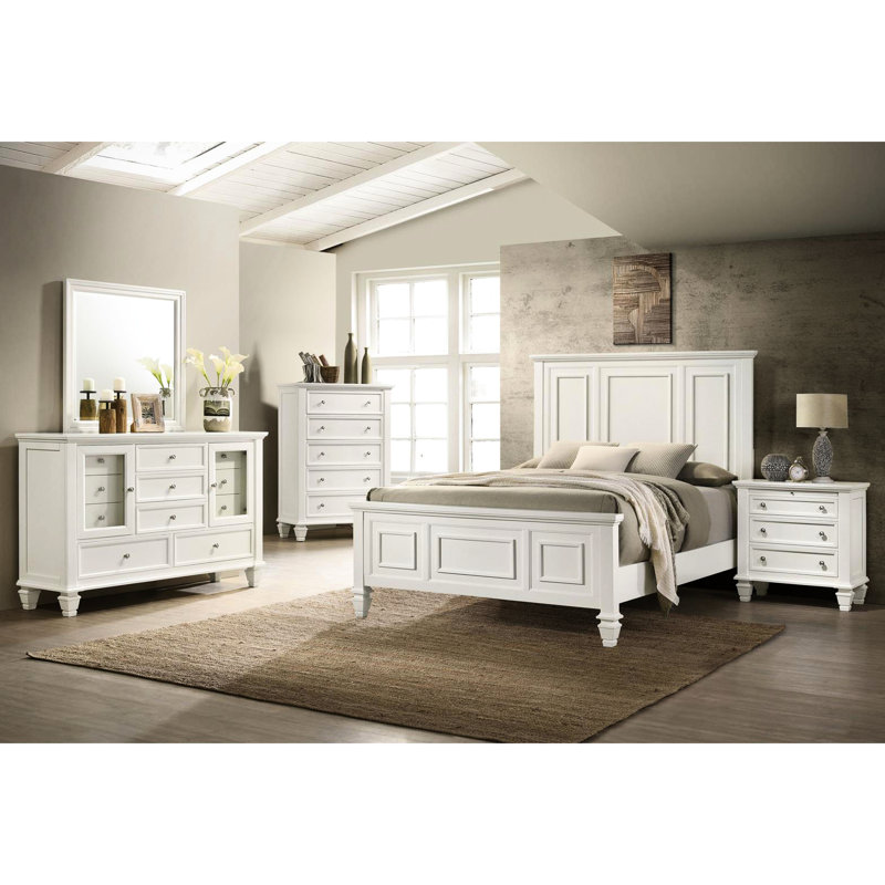 Table de chevet Charmant 3 blanc crème avec plateau escamotable amovible Mécanisme rétractable élégant