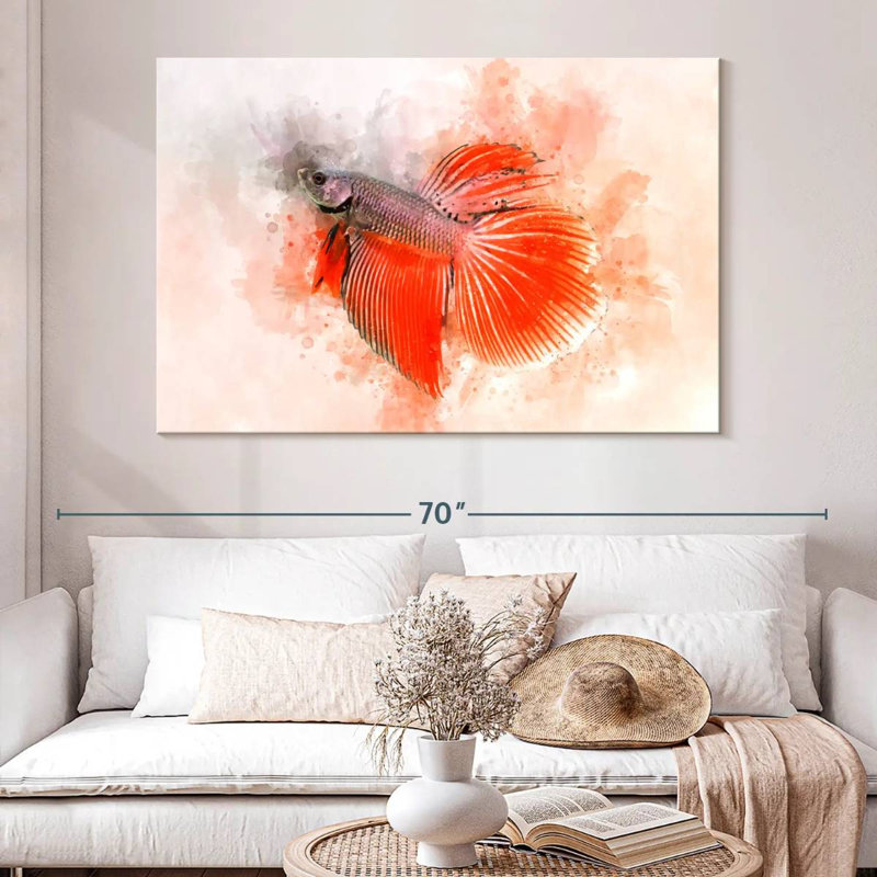 Brampt Orange Betta Fish, 34" H x 51" W