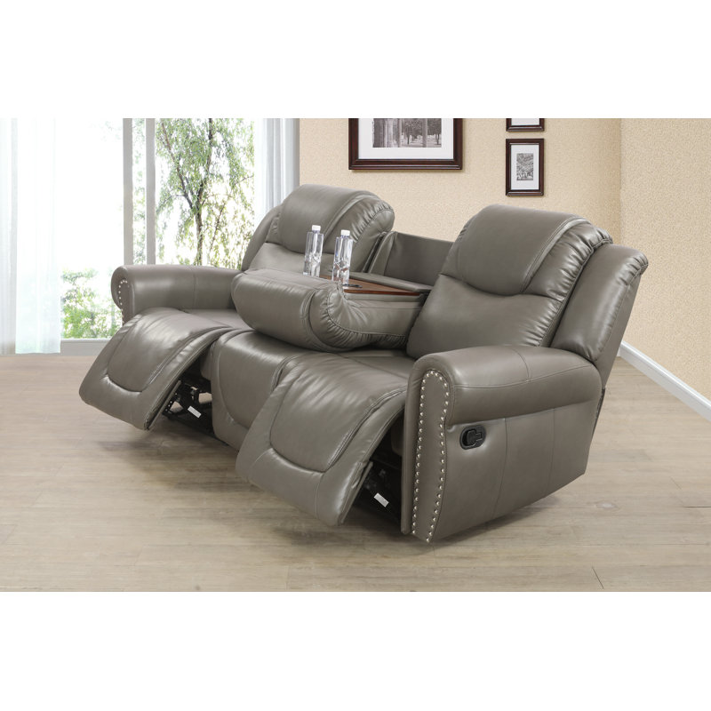 Ensemble de salon inclinable en similicuir, Similicuir gris