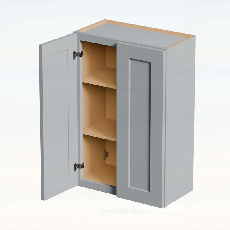 Armoire murale en bois avec portes à fermeture douce et tablettes réglables, Gris, H 36 po x l 24 po x P 12 po