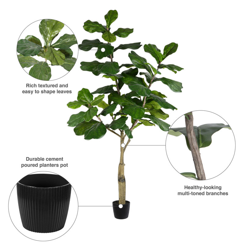 6-Foot Green Plastic Potted Fig Floor Plant