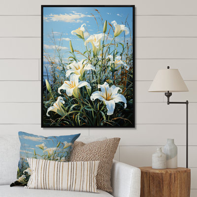" White Blue Lilies Field Pointillism Dot "