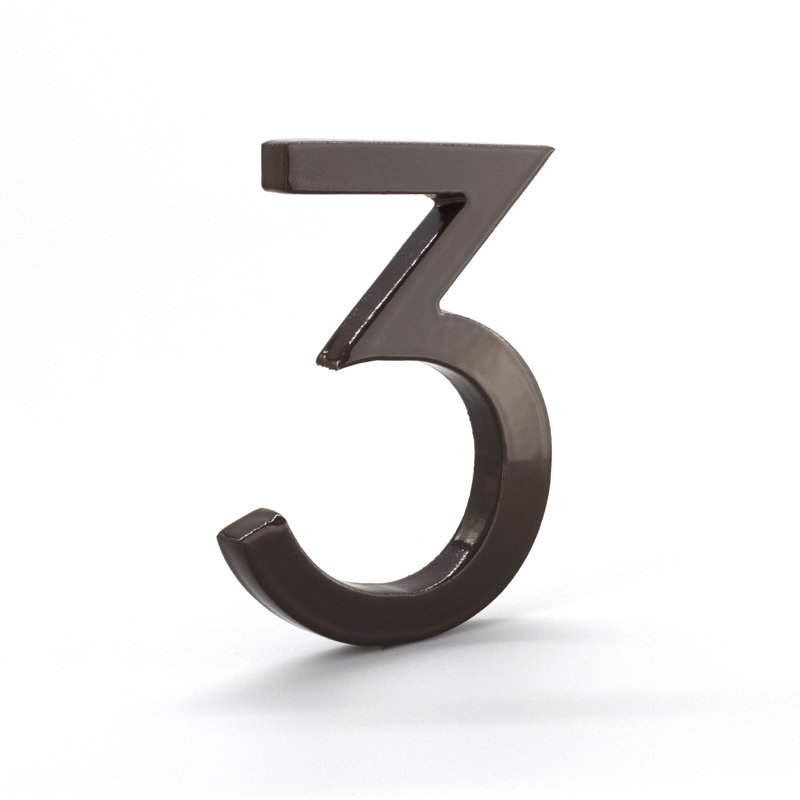 Numéro de maison à fixation flottante 6 po, Bronze romain, 3