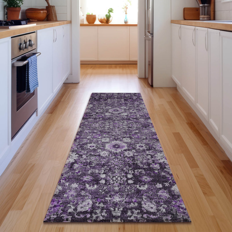 Premium Machine Washable Cerrito Purple Rug, Runner 2'3" x 7'6"