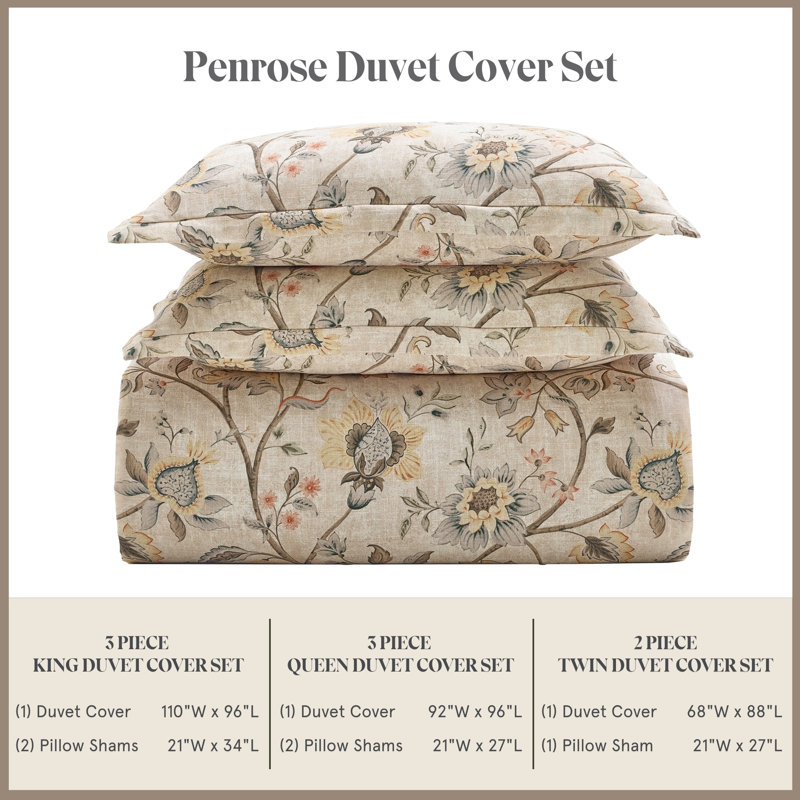 Ensemble de housse de couette Penrose, Queen & 2 Standard Shams