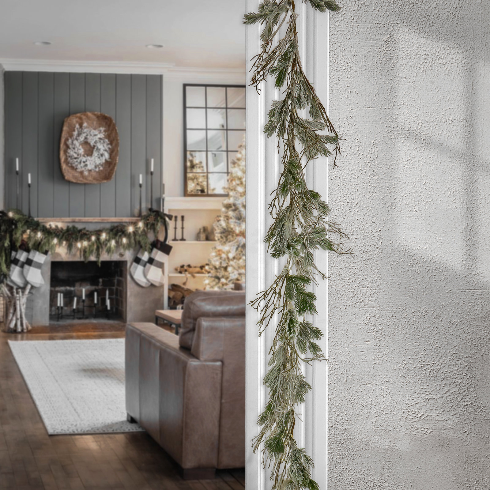 108" Frosted Pre-Lit Twig Garland