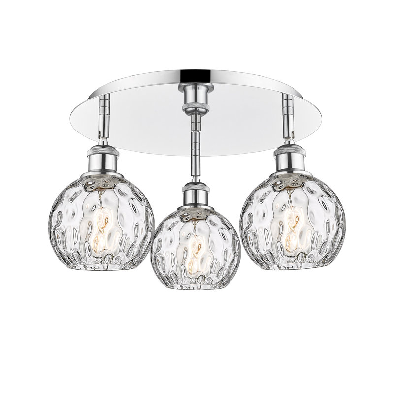 Ambrosane Glass Flush Mount, Polished Chrome