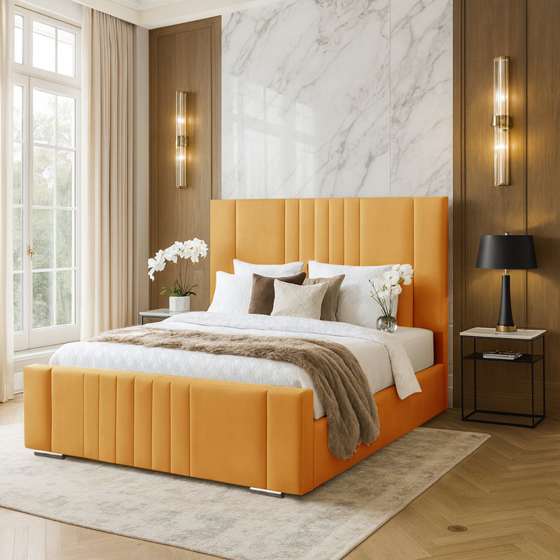 Agaro Upholstered Bed, Turmeric, Super King (6')