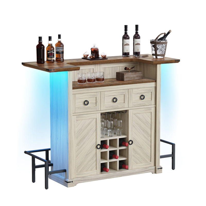 Afschin 55.1'' Home Bar Cabinet With LED Light