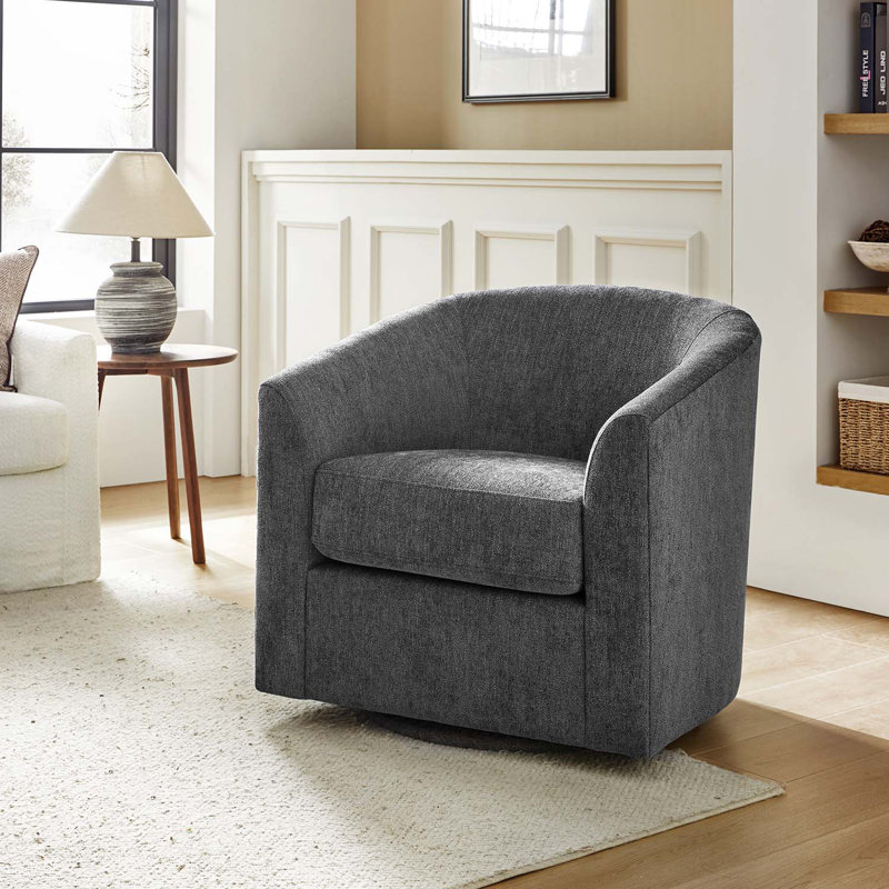 Fauteuil demi-tonneau pivotant Amiir avec ressorts ensachés intégrés, Gris chenille