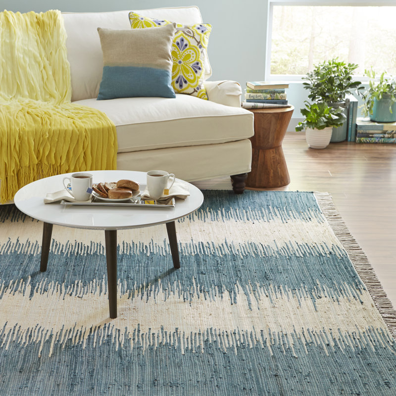 Lady Lake Abstract Cotton Hand Woven Area Rug, Rectangle 122 x 183 cm