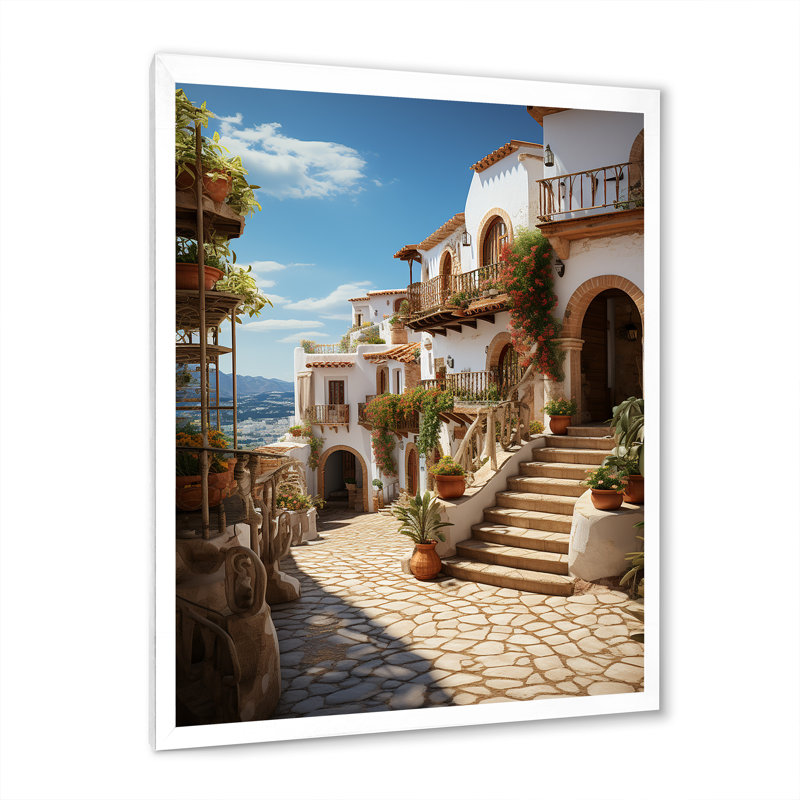 Espagne Espagne Village III - impression, H 20 po x l 12 po x P 1 po, Cadre photo blanc