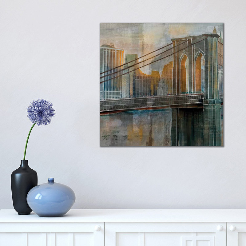 Brooklyn Bridge by Nan - Painting on Canvas, Wrapped Canvas, 45.72 cm H x 45.72 cm W x 1.91 cm D