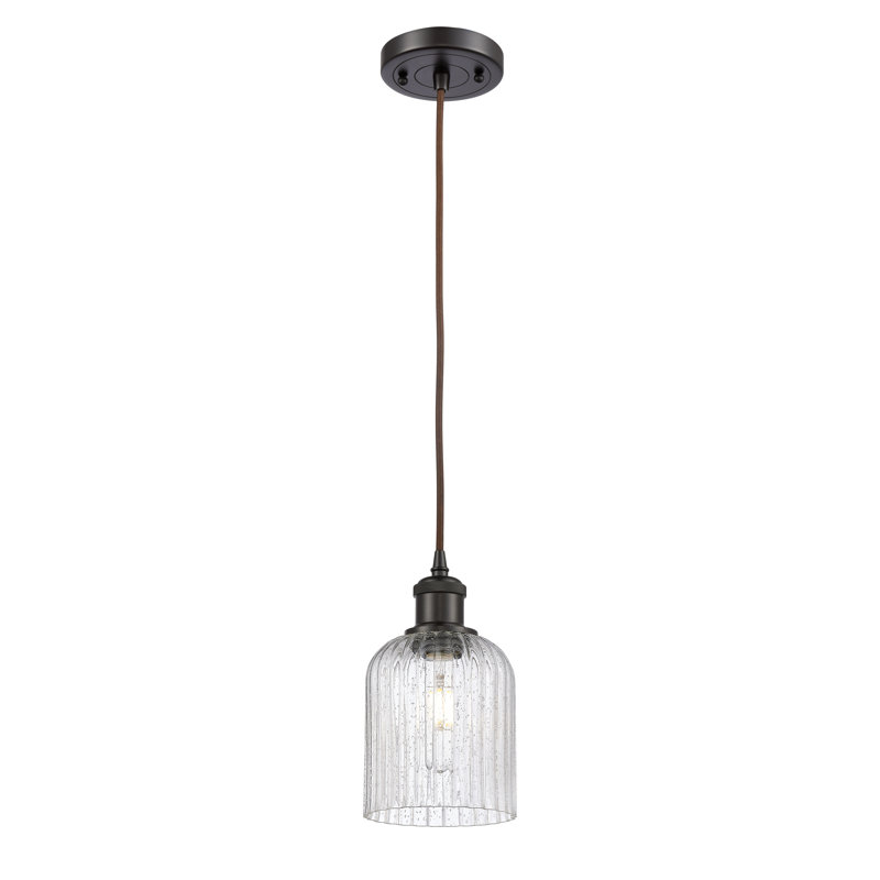Luminaire suspendu 1 lumière Aalina, Bronze frotté à l'huile, Granuleux