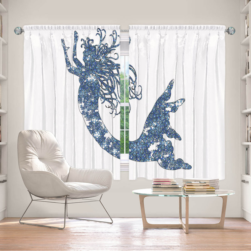 Paire de rideaux obscurcissant en polyester Rossy, L 40 po x L 52 po, Bleu / blanc