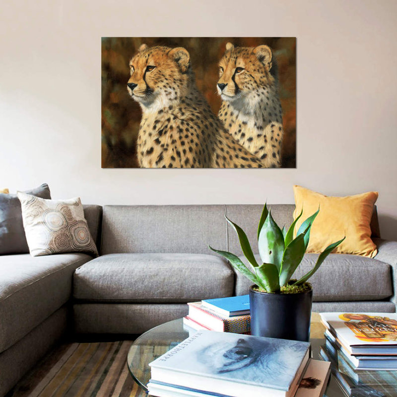 «Cheetah Brothers», impression sur toile, H 12 po x l 18 po x P 1,5 po, Toile tendue, Pas de tapis