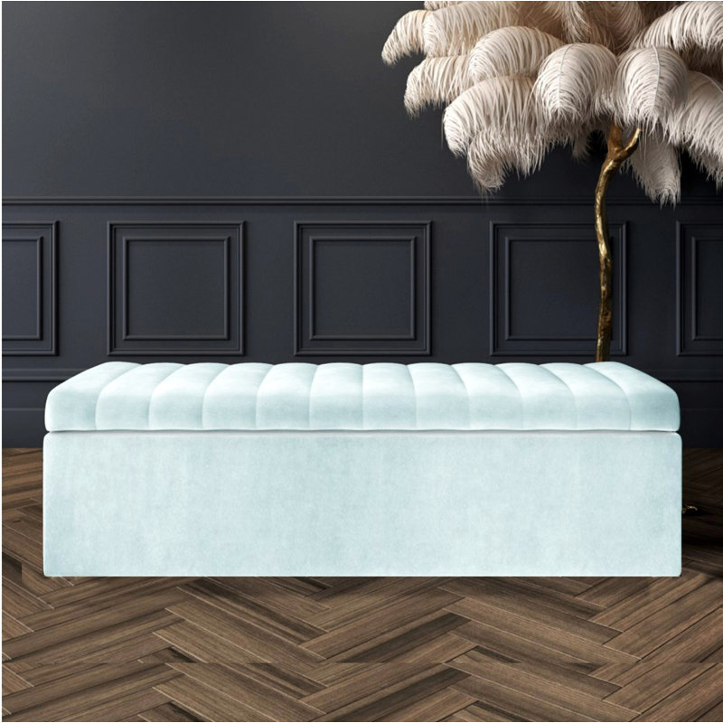 Velvet Rectangle Solid Colour Standard Ottoman with Storage, Pink Plush Velvet, 90 cm