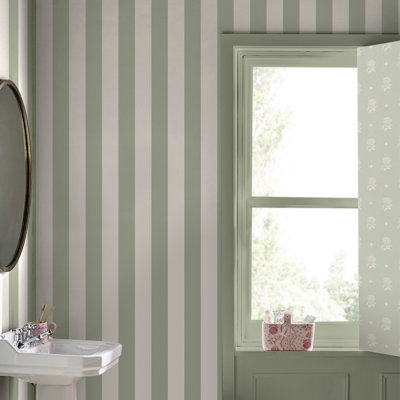 Cath Kidston Canopy Stripe Duck Egg Wallpaper