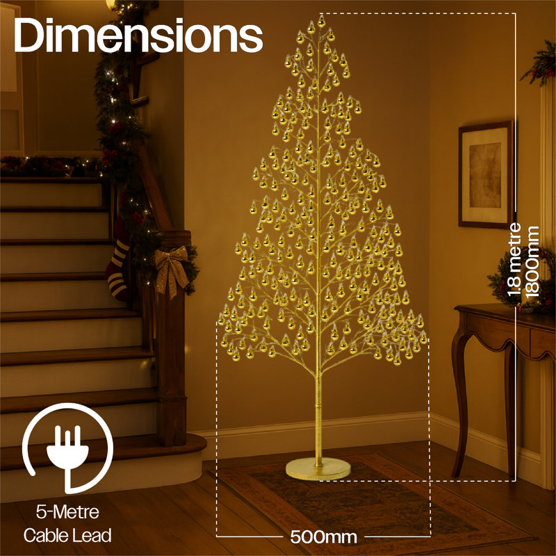  Micro Led Bauble Tree 1.8m, Gold